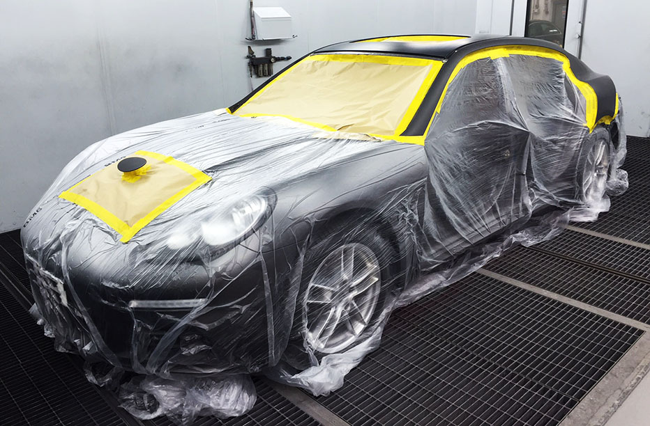 Car covered with Q1 plastic tape