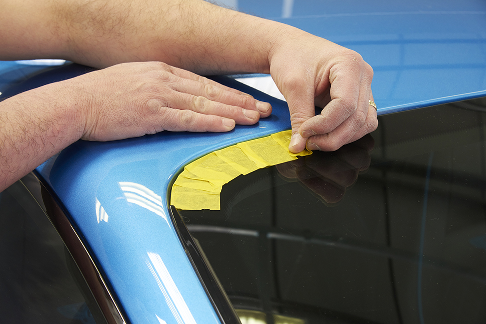 Masking tape on windscreen